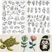 Estabilizador de bordado soluble en agua, patrones preimpresos de hojas y animales, estabilizador de manualidades de costura y tejido hecho a mano, plantilla de bordado autoadhesiva no tejida preimpresa para principiantes - A276 - Ver 11