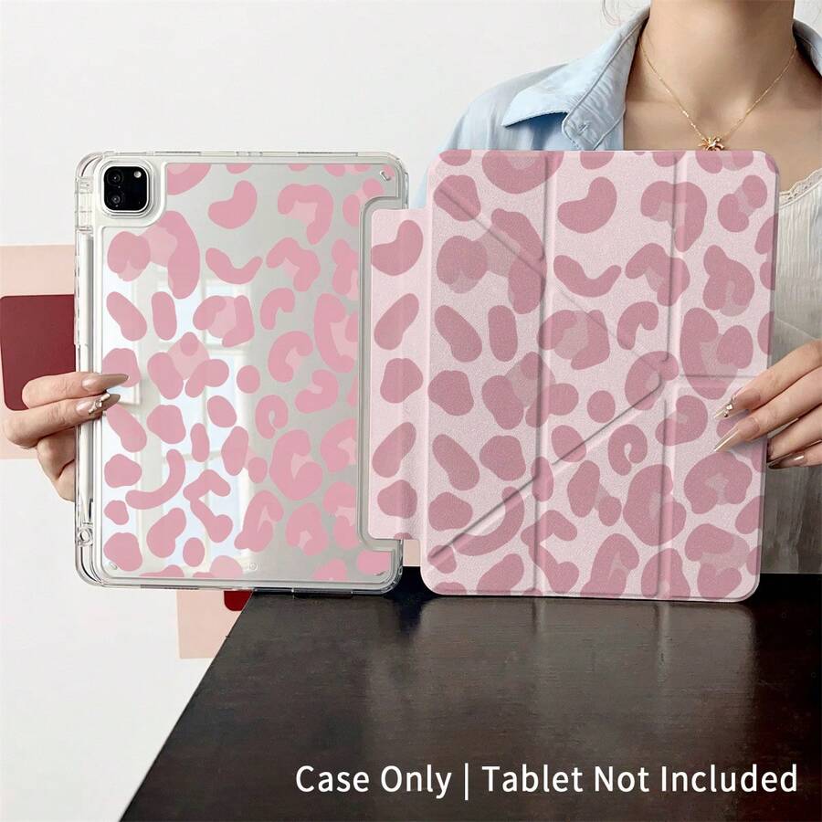 1pc Pink Leopard Print Aesthetic Protective Case, Compatible With Ipad Air 6/5/4, 10-Inch (10.9-Inch), Pro 2024/M3/A16 2025, High-Quality Protective Shell For Work, Travel And Home Use, Compatible With Samsung Galaxy Tab A8/A9+/S6 Lite/S7/S9 FE+/S10+, Compatible With Xiaomi Pad 5/5 Pro/6/6 Pro/7/7 Pro/33S Pro - Multicolor - View 1