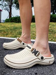 Dép xỏ ngón thoáng khí, có lỗ thoáng khí và quai gót điều chỉnh được, dép xăng đan chống trơn trượt, dép lê hở gót ngoài trời. - trắng - Xem 5