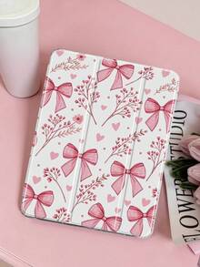Transparent Acrylic Backshell Trifold Double-Sided Printed Flat Case With Floral & Bow Design, Compatible With IPad 10th Gen/11th Gen/10.2/10.5/Air4/Air5/10.9/Pro 11/Air 11-In.(M2)-2024/Pro 11-In.(M4)-2024/ Air 11-Inch (M3) 2025/ (A16) 11 Inch 11th Generation 2025 Mini6/Mini7/Air1/Air2/9.7/ Air 8(M4)2026(11-Inch) Models - Multicolor - View 2