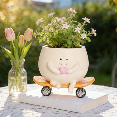 1 chậu hoa di động dễ thương, chậu trồng cây có bánh xe, chậu hoa trong nhà và ngoài trời, khay trồng cây, giá đỡ cây vui nhộn, chậu cây xách tay, món quà ý nghĩa dành cho người yêu cây cảnh, quà tân gia, sinh nhật hoặc bất kỳ dịp nào, kết hợp giữa tính thẩm mỹ và chức năng.