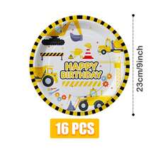 Bộ đồ dùng tiệc sinh nhật chủ đề xe tải xây dựng gồm đĩa, khăn ăn và cốc dùng một lần, phù hợp cho 16 khách, thích hợp cho sinh nhật, đám cưới, tiệc tùng, dã ngoại gia đình. - Kiểu 4 - Xem 8