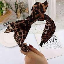 1 chiếc băng đô nơ in họa tiết da báo mới, phụ kiện cài tóc tai thỏ bằng nhựa. - Nhiều màu - Xem 2