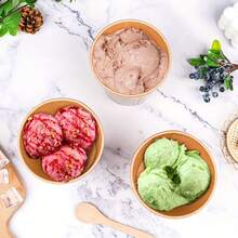 16盎司/475毫升透气纸汤容器，一次性牛皮纸汤碗带盖，可微波炉加热和冷冻，适用于热汤和冰淇淋，25/50/100套 - 16oz/475ml - 查看 3