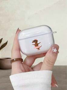 Ốp tai nghe trong suốt hình chú chó Dachshund hoạt hình ngộ nghĩnh đang nhảy ba lê, phù hợp với 4/ 1/ 2/ 3/ Pro/ Pro2/ Pro3, một món quà Giáng sinh đơn giản và phong cách. - Trong sáng - Xem 6