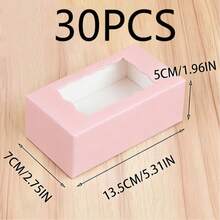 12个7x4.3x1.6英寸粉色饼干盒，带透明窗口，小型饼干盒，烘焙食品盒，婚礼甜点展示盒，适用于糕点、甜甜圈、馅饼、糖果、马卡龙、巧克力松露等。 - 粉色 - 查看 17