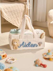 Personalized Diaper Storage Bag With Embroidered Name, Children's Room Storage Basket, Personalized Mommy Bag, Custom Woven Rope Storage Bucket, Diaper Storage Basket, Newborn Gift, Maternity Party Gift, Gift For New Moms - Multicolor - View 17