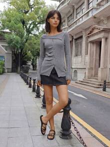 1 đôi dép lê đế bằng tối giản unisex, quai chéo, kiểu dáng giản dị, phù hợp cho mang hàng ngày, đi nghỉ mát và các buổi tụ họp, dễ dàng xỏ vào. - màu đen - Xem 4