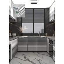 1 Cuộn Giấy Dán Tường PVC Màu Bạc, Bề Mặt Nhám, Chống Thấm Nước, Chống Dầu Mỡ, Giấy Dán Cửa Tủ Bếp, Giấy Dán Tường Có Thể Tháo Rời, Dùng Để Trang Trí Nội Thất, Kích Thước 40CM*500/300/100CM - Thép không gỉ - Xem 3
