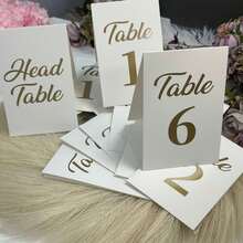 21pcs Golden Table Numbers For Weddings, Ranging From 1 To 20, Featuring Paper Cards In White And Golden, For Centerpieces At Receptions, Parties, Birthdays, And Bridal Showers - View 1