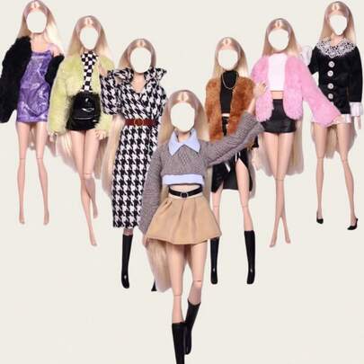 1 Set Fashion Outfit Suitable For 30cm Doll BJD, Fashionable Street Style Jacket & Leather Skirt Set, Sexy Girl Style Changeable Accessories, Birthday/Christmas/New Year Gift (Clothes Only, No Doll, No Shoes)