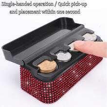 Car Shiny Coin Box, Portable Crystal Rhinestone Car Change Storage Box With 4 Compartments, Universal Shiny Car Storage Box/Change Dispenser, Car Diamond Interior Decoration Accessories, Suitable For Men And Women - Multicolor - View 6