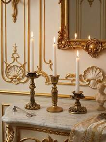 Bộ chân nến bằng đồng kiểu Pháp cổ điển Gothic, chân nến/bộ chân nến, chân nến kiểu hoa văn cổ điển hoài cổ để trang trí nhà cửa, vật trang trí trung tâm bàn, phong cách Art Deco tối giản cổ điển cho đám cưới, quà tặng Ngày của Mẹ, quà sinh nhật, quà tặng ngày lễ. - Phong cách cổ điển - Xem 9
