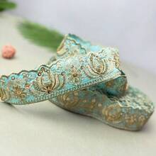 36英寸刺绣亮片饰边，亮丽缝制布条，适合DIY手工制作，多种颜色可选，可用于服装和配饰的缝纫和手工制作。 - 藍色 - 查看 10