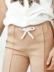 Toddler Girls' Bow Graphic Print Round Neck Short Sleeve Top And Flare Pants Set - White - View 4