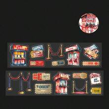 2m/Rouleau Ruban Washi décoratif thème de film vintage, autocollants créatifs esthétiques, fournitures artisanales de scrapbooking DIY, cadeau de fête, scrapbook personnalisé, papeterie scolaire - Style 4 - Voir 17
