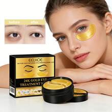 60pcs,24K Gold Eye Mask,Reduce Dark Circles & Puffiness, Collagen Under Eye Mask For Dark Circles, Puffiness & Anti-Wrinkle, Hydrating Hydrogel Eye Pads For Women & Men - Mặt nạ mắt vàng 24K - Xem 1