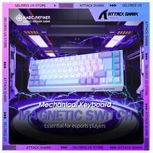 ATTACK SHARK X68HE 8KHz Rapid Trigger Mechanical Gaming Keyboard,60% Wired,Hall Effect Magnetic Switch,Adjustable Actuation,RGB Backlit,Snap Tap, RGB Backlit For PC/Mac, Gift For Kids, Holiday, Xmas Edition, New Year 2026 - Purple White/ Black/ Cheese White/ Star Black - 查看 11