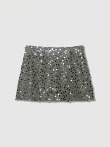 Sequin Decor Double-Breasted Mini Skirt Spring - Green - View 2