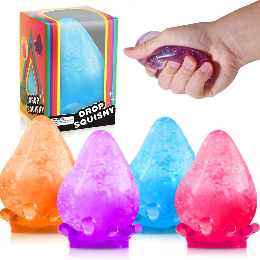 Water Drop Swirl Cube Squishy Toy, Malt Sugar Slow Rising Stress Ball, Anxiety Relief Fidget Toy - Blue - View 1