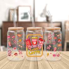 Bộ 4 miếng dán cốc chống tia cực tím UV (9.4x4.3 inch), hình ảnh dễ thương về tình yêu đôi bạn, gấu bông Capybara, chó Frenchie và bánh mì nướng bơ, cà phê sữa Peace Love Latte, hình dán chống thấm nước dán lên cốc thủy tinh 16oz, quà tặng DIY. - TÌNH YÊU 01 - Xem 4