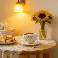 Set de tasses à latte givré à fleurs françaises bulbeuses 280ml, cadeau de mariage, cadeau de shower de mariée, tasse à thé en céramique d'été avec soucoupe - Multicolore - Voir 9