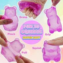 Purple Maltose Gummy Filled Squeeze Toys, Gummy Bear & Sugar Ball Sensory Fidget Toys For Kids & Adults, Slow Rising Squishy Stress Balls For Anxiety Relief & Focus - MYTBear-orange - 查看 4
