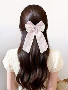 4pcs Elegant Lace Bow Ribbon Hair Clips, Versatile High-End Barrettes - Multicolor - View 5