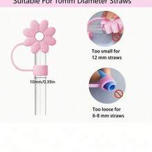 3件套配件，适用于30-40盎司的杯子，包括：1个可重复使用的10毫米硅胶花形吸管套、1个硅胶吸管盖（防漏防溅防尘）、1个硅胶杯底保护垫，杯子配件，节日派对礼物（不含杯子）。 - 三件套 - 查看 3