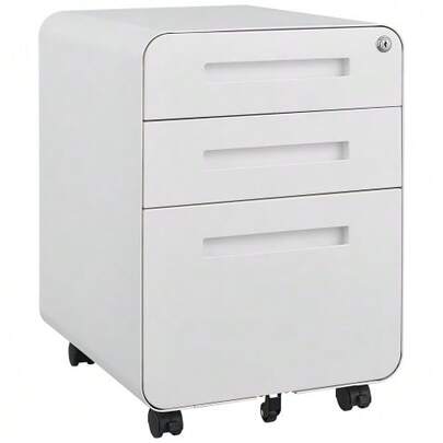 Mobile Filing Cabinet With 3 Drawers For Under The Desk, Simple And Versatile Storage For Documents In Legal/Letter/A4 Format, Tip-Proof Design With 5 Casters, Cold-Rolled Steel, Water And Moisture Resistant