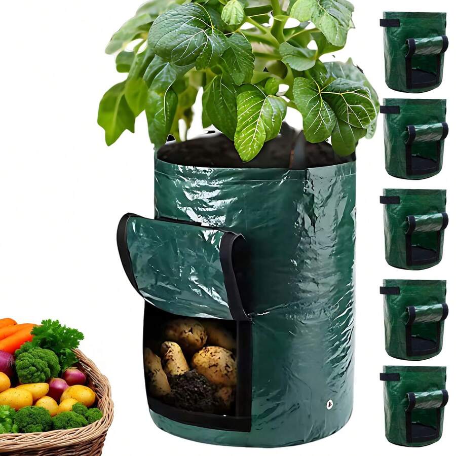 Túi trồng khoai tây có vách ngăn và tay cầm, túi trồng rau thích hợp cho cà chua, trái cây, cà rốt, hành tây, khoai tây, dâu tây và các loại rau khác. Túi trồng có vách ngăn. - Nhiều màu - Xem 1