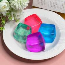 1pc Ice Cube Mold Malt Sugar Stress Relief Slow Rebound Toy | Transparent Slow Rebound Sensory Toy, Texture Similar To Slime - Birthday Gift - Gift For Boys - Gift For Girls - Easter Gift - Valentine's Day Gift - Multicolor - View 2