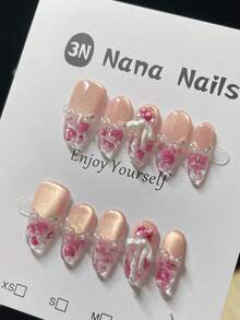 1 Paquet/10 Pièces Ongles Ovales Courts et Moyens, Ongles à Pression Transparents Cristallins avec Fleurs Séchées : Choisissez Votre Style Entre Forme Ovale Élégante Longue ou Forme Ovale Classique Courte Pour Femmes et Filles , Fleurs 3D Encapsulées Dans Une Résine Transparente Brillante, Délicats Pétales de Rose Rose avec Accents Pailletés , Faux Ongles Prêts à Porter Pour Manucure DIY, Mariages, Sorties, Fêtes et Élégance Féerique Quotidienne , Set d'Art Ongulaire Réutilisable, Facile à Appliquer et à Offrir - Framboise - Voir 3