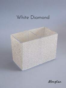 2-Compartment Rhinestone Makeup Brush Holder - Embedded Diamond Desktop Vanity Storage Box, Ideal Gift For Storing Makeup Tools, Cosmetics And Stationery, Suitable For Wedding Season And Mother's Day - Multicolor - View 11