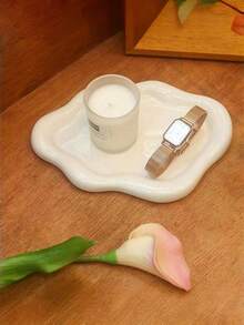 1个多功能云朵造型首饰托盘，装饰收纳盘，可放置香水、化妆品、戒指、耳环、项链等，简约树脂材质，适用于卧室梳妆台、咖啡桌、浴室台面，优雅女士房间装饰配件（产品本身不透明）。 - 無色 - 查看 5