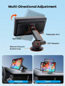 REMAX 7-Inch Car Multimedia Video Player, Supports Wireless CarPlay And Wireless Android Auto, Portable Universal Car Display Monitor With Camera, Car MP5 Player, Suitable For Fiat 500, Plug And Play, Stable And Classic Choice - M15 - View 7