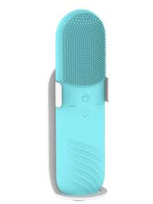 Electric Silicone Facial Cleansing Brush With Red Blue Light Therapy USB Rechargeable Beauty Instrument For Home Personal Care - Blue - View 1