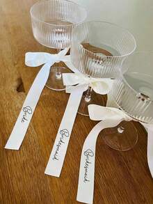 Set de 7 piezas, 1 pieza de cinta decorativa para la novia y 6 piezas de cinta decorativa para las damas de honor, cinta decorativa para copas de champán blanco para recuerdos de boda, despedida de soltera, ducha nupcial, decoración de aniversario, decoración de muñeca, decoración de moños DIY - Multicolor - Ver 8