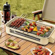 AORAN Versatile Electric Grill: Smokeless Indoor BBQ, Portable Griddle. Non-Stick, Dishwasher, Lightweight. Great For Gatherings, Outdoor Use. Durable, Quick Heat. Perfect Holiday Gift. - US B Type Plug(110-127V) - View 5