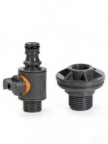 PVC Adapter With Valve, Water Tank Adapter With Valve, Quick Install Rain Water Collection Connector Kit, 1/2" External Thread Connector, Compatible With EU/US Standard Hoses For Irrigation/Storage Tanks, Bucket Taps, Rain Barrel Taps, Water Tank Taps, Garden Hoses, Container Accessories, Hose Fittings - A - View 6