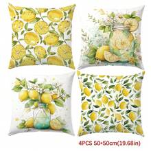 Bộ 4 vỏ gối chủ đề chanh, in một mặt, chất liệu nhung đào, kích thước 45*45/50*50/40*40CM, thích hợp cho ghế sofa vải hiện đại, trang trí nội thất, tiệc tùng, làm quà tặng. - Nhiều màu - Xem 13