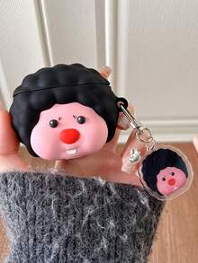 Cute Cartoon Hedgehog With Pendant Compatible With AirPods 1/2/3, Pro 1/2, Soft Silicone Protective Case, Creative Niche Anti-Drop Couples Earphone Box (Earphones Not Included) - Black and Pink - View 7