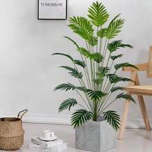 116cm Large Artificial Palm Tree, Tropical Palm Leaves, Fake Palm Plant, Tall Tree, Lifelike Turtle Back Bamboo Leaves, Suitable For Home, Kitchen, Outdoor, Office Decor, No Pot - Green - View 8