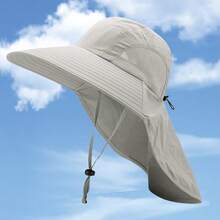 1 pieza Sombrero de ala ancha unisex, transpirable y de secado rápido, adecuado para pesca, camping, senderismo y actividades al aire libre - Hecho de poliéster, disponible en 4 colores: gris, negro, caqui, gris oscuro - A - Ver 9