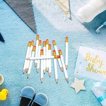 4/10/20支装婴儿派对铅笔，木质铅笔带橡皮擦，2支HB，适用于婴儿派对游戏、性别揭晓派对用品、迎婴派对、新娘送礼会游戏、婚礼用品、教室、婚礼、公司会议、教堂长椅、口袋（白色/粉色可选） - 彩色 - 查看 6