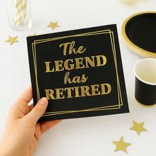 20/40/60pcs, The Legend Has Retired Etirement Party Disposable Paper Napkins, 2-Ply Black With Gold Glitter Print Cocktail Napkins For Farewell Retirement, Lunch & Dinner Party Tissues – Elegant, Disposable Retirement Party Decoration - View 5