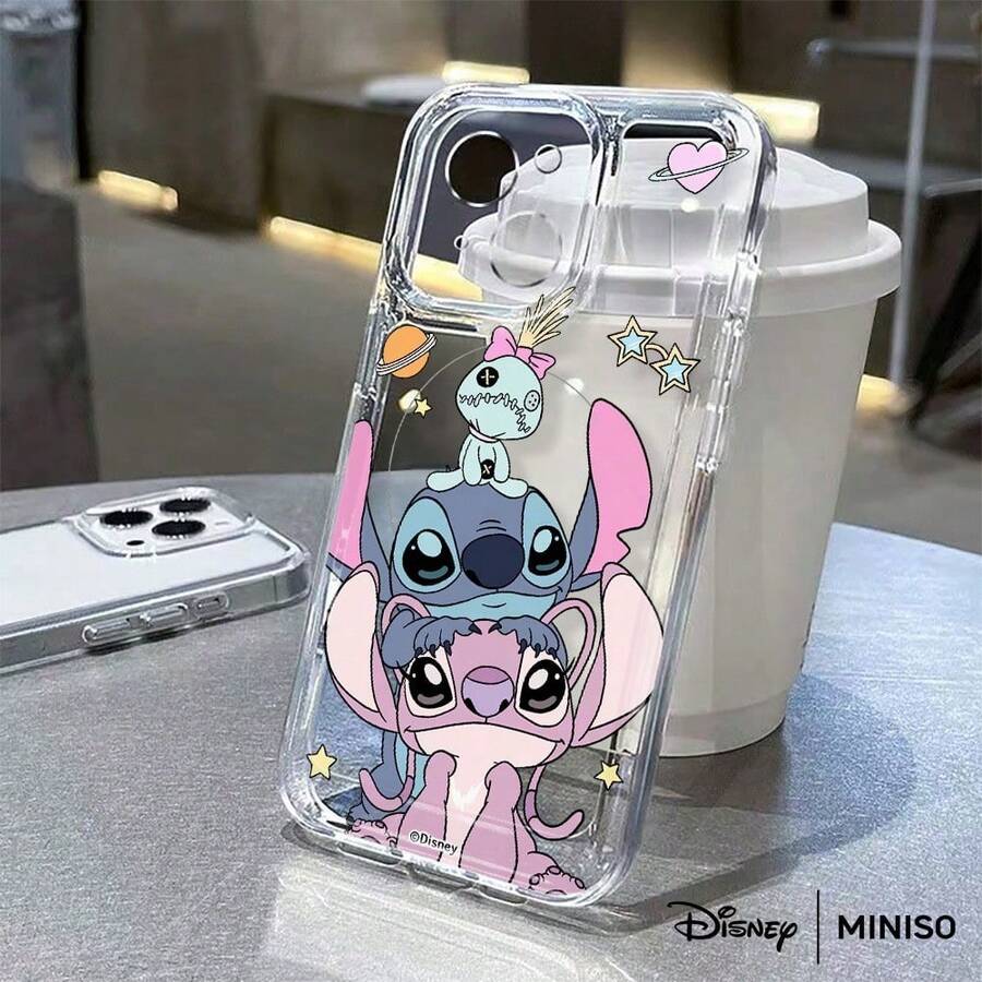 Miniso Ốp lưng điện thoại Disney họa tiết vũ trụ trong suốt với hình Stitch dễ thương, tương thích với iPhone 17/17 Pro/17 Pro Max/17 Air/16/15/14/13/12/11/X Series, ốp lưng điện thoại iPhone 17 Pro Max. - Trong sáng - Xem 1