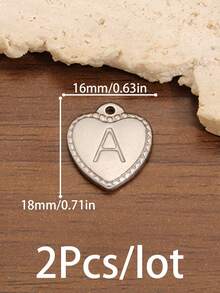 2个A-Z英文字母吊坠，不锈钢心形字母饰品，爱心字母吊坠，珠宝制作材料，DIY手工耳环、手链、项链配件 - 愛心字母 - 查看 35