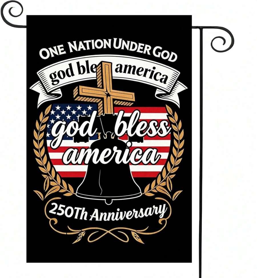 250 Year American Anniversary Flag, God Bless America, 250th Garden Flag For Outside, Patriotic Banner Double-Sided Eagle Design, Commemorative 1776-2026 Banner For Patio Lawn Yard Outdoor Decor (B # , 12"X18" - 單面印刷 - 查看 1