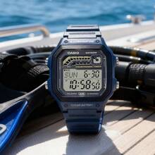 Casio Men's Digital Sports Watch 100M Waterproof Blue Resin Strap Illuminator LED Light Countdown Timer Alarm Chrono Military Tactical Watch Shockproof Outdoor Running Hiking Gym Fitness Training Watch Gift for Men Husband Son Adventure Travel Swimming Beach Festival Streetwear Wristwatch Fitness Training Watch Gift for Men Husband Son Adventure Travel Swimming Beach Festival Streetwear Wristwatch Festival Streetwear Wristwatch - 藏蓝色 - 查看 3